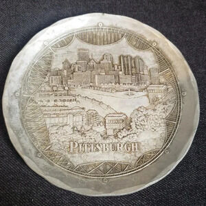 Wendell August Forge Pittsburgh Cityscape Hammered Aluminum Mini Plate This 4.5"